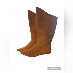 Classique Womens sand calf pointed toe Leather flat heel Boots